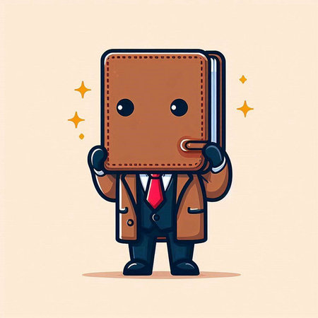 Businessman holding a brown note book. Vector cartoon character illustration.のイラスト素材
