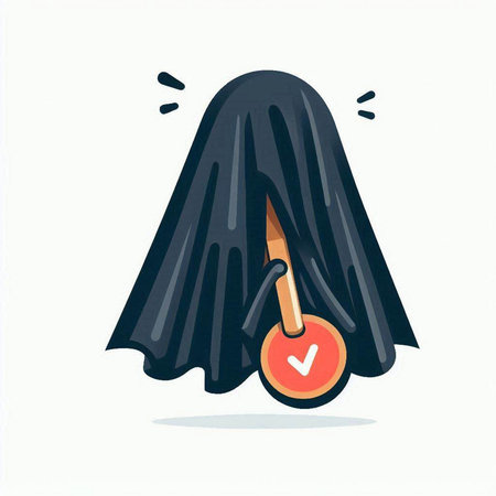 Vector illustration of a black vampire cape with a red check mark.のイラスト素材