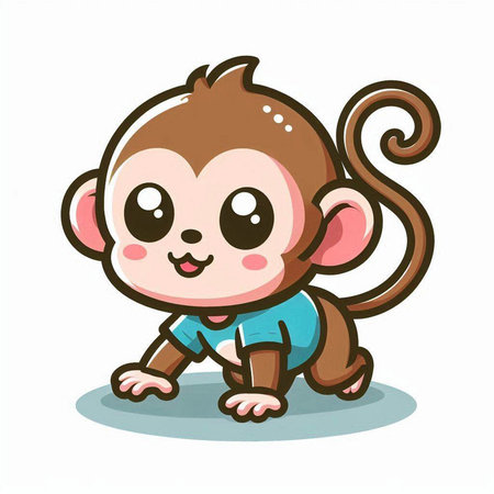 Cute monkey cartoon on white background. Vector illustration for your designのイラスト素材