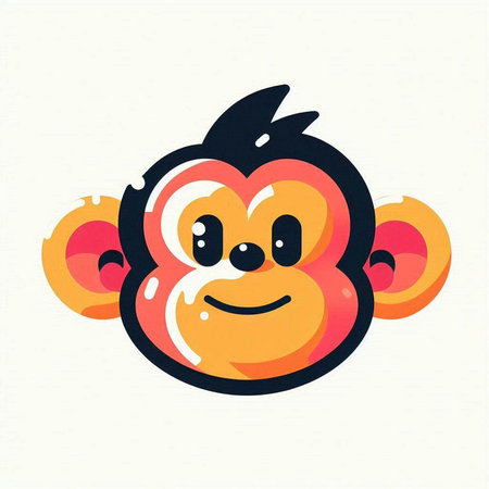 Monkey face. Vector illustration in cartoon style on white background.のイラスト素材