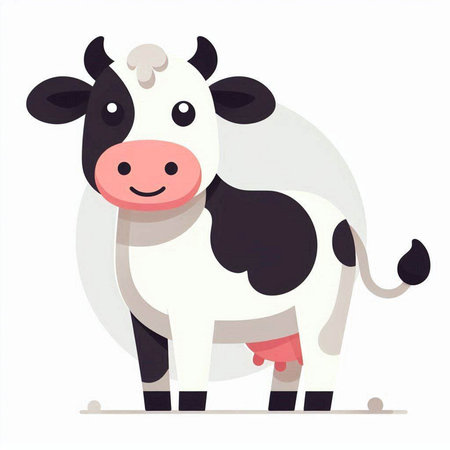 Cute cow vector illustration in flat style. Cute farm animal.のイラスト素材