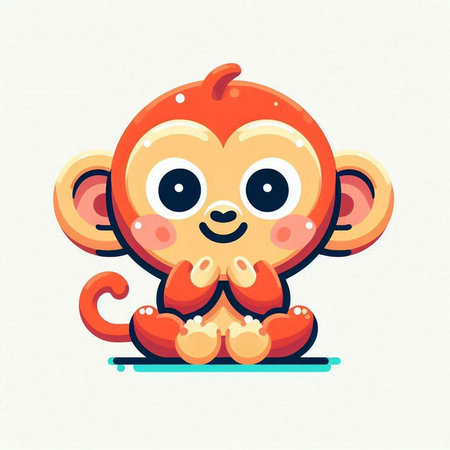 Cute cartoon monkey. Vector illustration. Isolated on white background.のイラスト素材