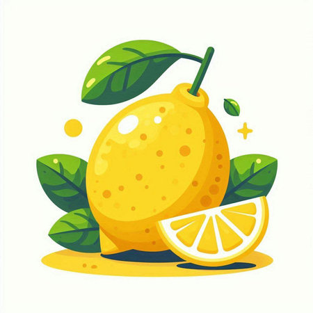 Lemon vector illustration isolated on white background. Citrus fruit.のイラスト素材