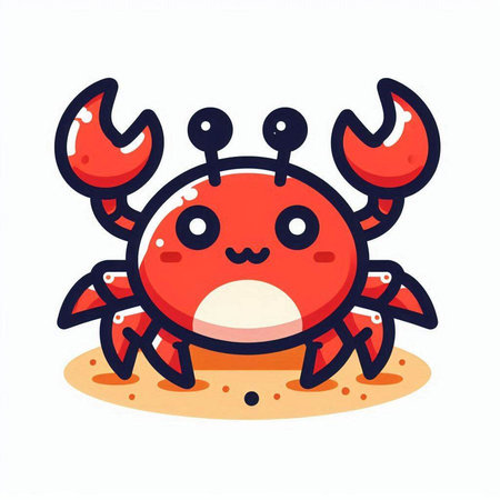 Cute cartoon crab character. Vector illustration isolated on white background.のイラスト素材