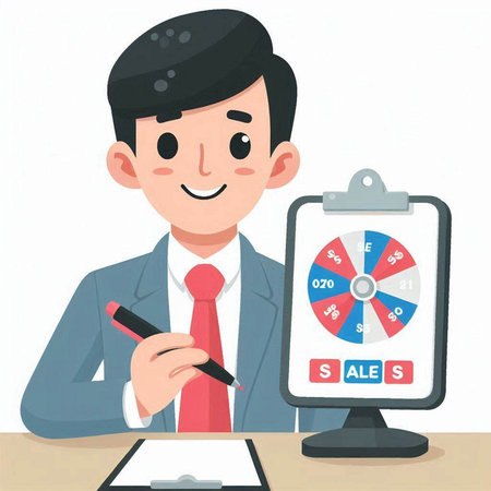 Illustration of a Man Holding a Pen in Front of a Casino Boardのイラスト素材