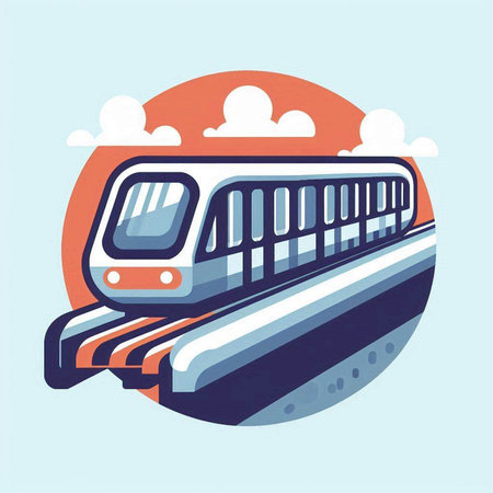 Train in the sky. Vector illustration in flat design style. EPS10のイラスト素材