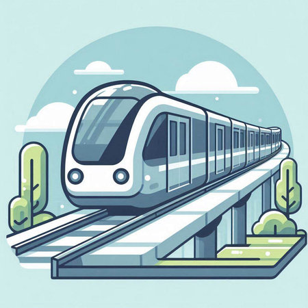 Modern high-speed train. Vector illustration in flat design style.のイラスト素材