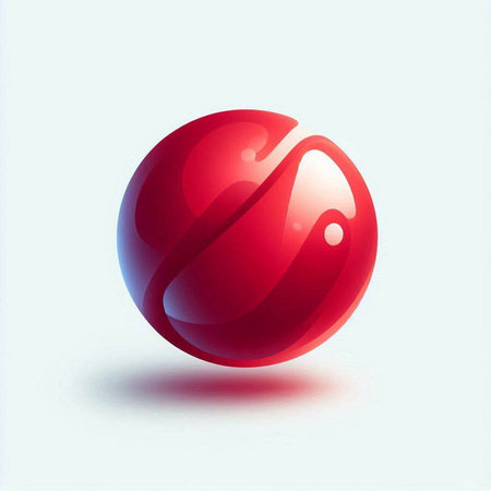 abstract red sphere with shadow on a white background. vector illustrationのイラスト素材