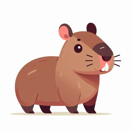 Cute cartoon beaver. Vector illustration isolated on white background.のイラスト素材