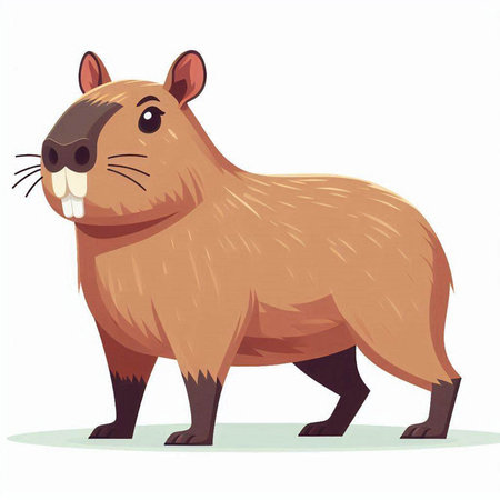 Cute cartoon beaver isolated on white background. Vector illustration.のイラスト素材