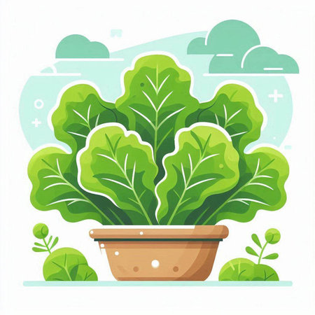Vegetable plant in pot. Vector illustration in flat style.のイラスト素材
