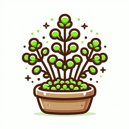 Illustration of a green plant in a pot on a white backgroundのイラスト素材
