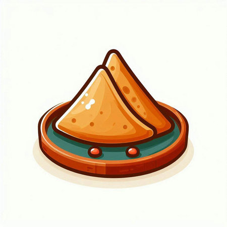 Illustration of traditional indian dumplings. Vector illustration.のイラスト素材