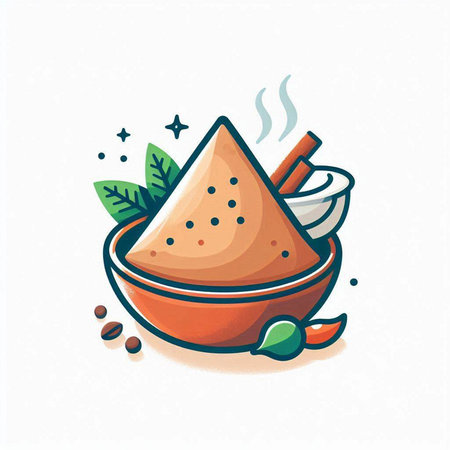 Namkeen rice dumpling in bowl, vector illustrationのイラスト素材