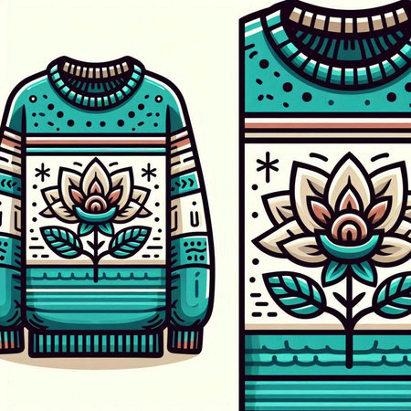 Vector illustration of a sweater with ornaments and ornamentsのイラスト素材