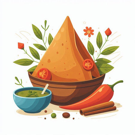 Mexican food vector illustration. Traditional mexican food in bowl.のイラスト素材
