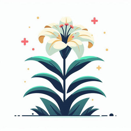 Flower in flat style. Floral background. Vector illustration.のイラスト素材