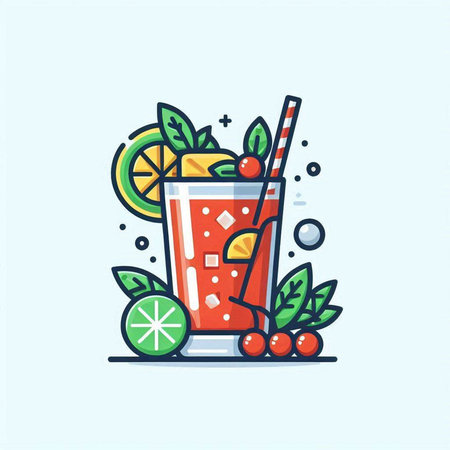 Cocktail, lemonade, mojito. Vector illustrationのイラスト素材