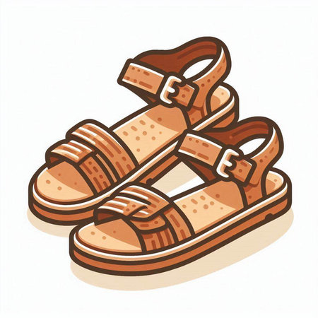 Children's sandals isolated on a white background. Vector illustration.のイラスト素材