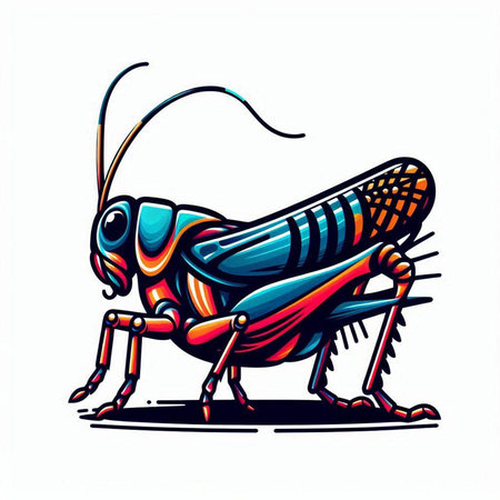 Grasshopper vector illustration. Isolated on white background.のイラスト素材