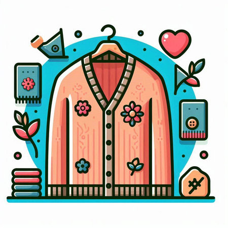 Vector illustration of fashion clothes in doodle style on white backgroundのイラスト素材
