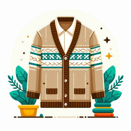Jacket and accessories. Vector illustration in flat style on white background.のイラスト素材