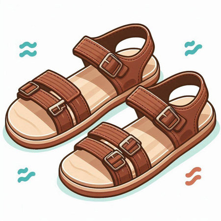 Children's sandals isolated on a white background. Vector illustration.のイラスト素材