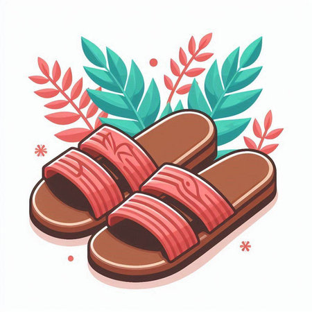 Flip flops isolated on a white background. Vector illustration.のイラスト素材