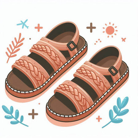 Children's sandals. Vector illustration of children's sandals.のイラスト素材