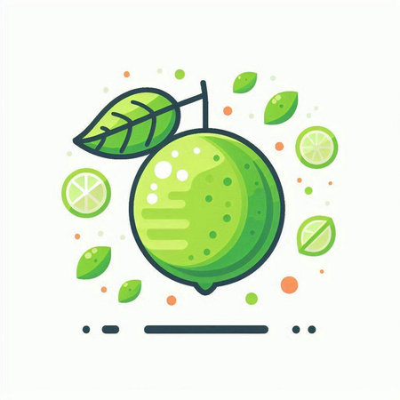 Lime flat color icon. Citrus fruit isolated vector illustration.のイラスト素材