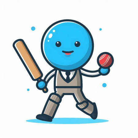 Cricket player with bat and ball. Vector cartoon character illustration.のイラスト素材