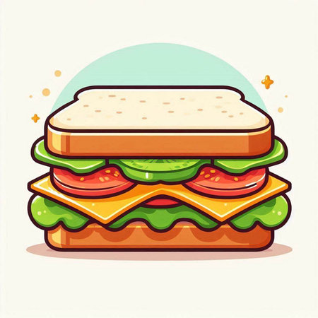 Illustration of a sandwich on a white background. Vector illustration.のイラスト素材