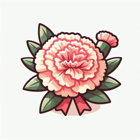 Carnation flower isolated on white background. Hand drawn vector illustration.のイラスト素材
