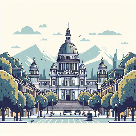 St. Isaac's Cathedral in St. Petersburg, Russia. Vector illustration.のイラスト素材