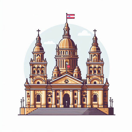 St. Stephen's Basilica in Budapest Hungary. Vector illustration.のイラスト素材