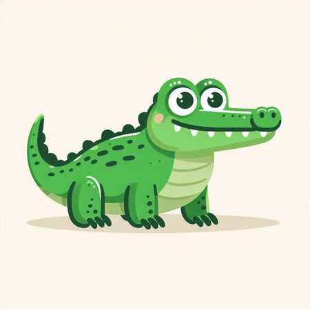 Cute crocodile cartoon character. Vector illustration in flat style.のイラスト素材