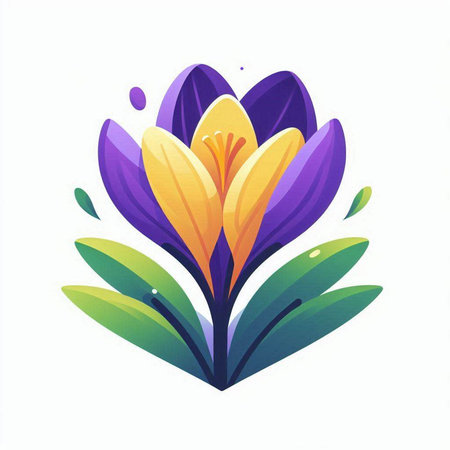 Crocuses, spring flowers. Colorful vector illustration on white background.のイラスト素材