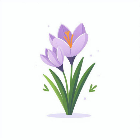 Purple crocus flower isolated on white background. Vector illustration.のイラスト素材