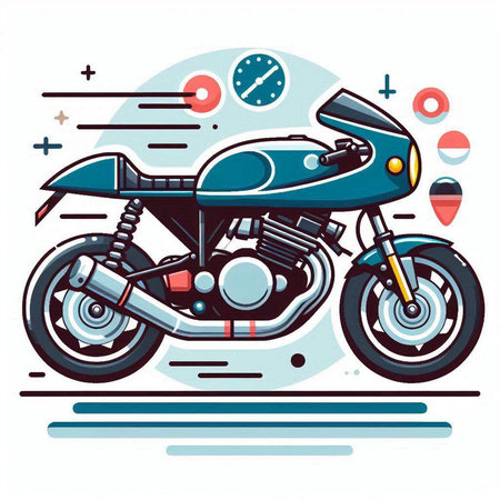 Vintage motorcycle, vector illustration on white background. Retro style.のイラスト素材