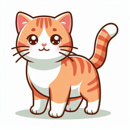 Cute cartoon cat isolated on a white background. Vector illustration.のイラスト素材