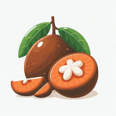 Santol fruit isolated on white background. Vector cartoon illustration.のイラスト素材
