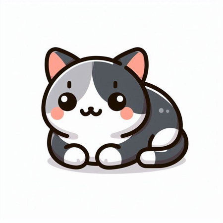 Cute cartoon cat on white background. Vector illustration of a cat.のイラスト素材