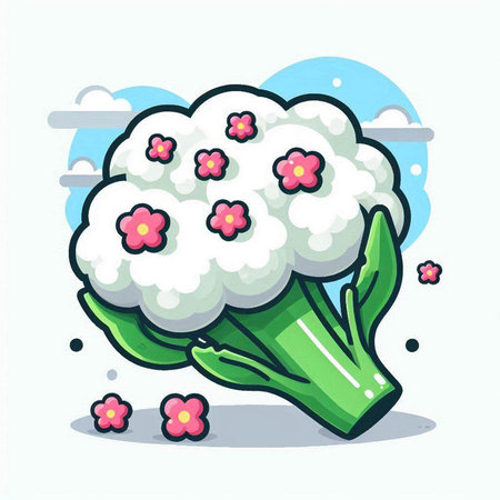 Cauliflower cartoon vector illustration. Cute cauliflower icon.のイラスト素材