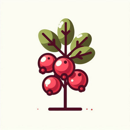 Cranberry icon. Vector illustration of a branch with berries.のイラスト素材
