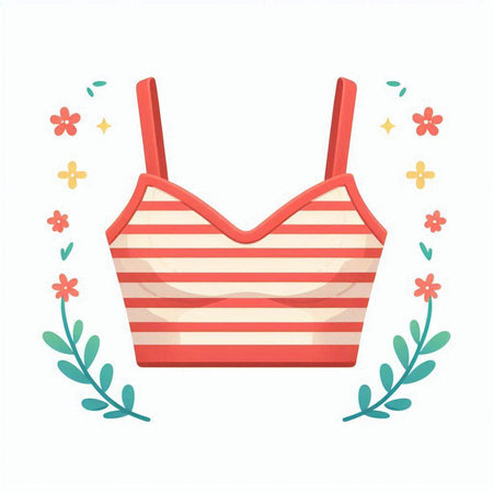 Vector illustration of a swimsuit on a white background with flowers.のイラスト素材