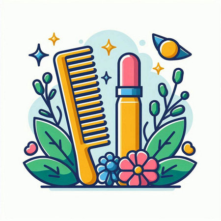 Cosmetics and accessories. Vector illustration in flat linear style on white background.のイラスト素材