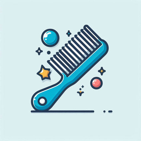 Comb icon, vector illustration. Flat design style with blue background.のイラスト素材