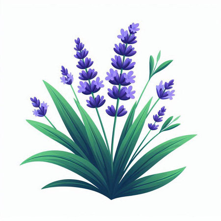 Lavender flower bouquet isolated on white background. Vector illustration.のイラスト素材