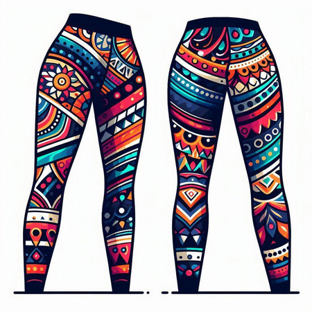 Hand drawn vector illustration of women's leggings in ethnic style.のイラスト素材