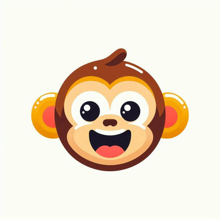 Cute cartoon monkey face. Vector illustration isolated on white background.のイラスト素材